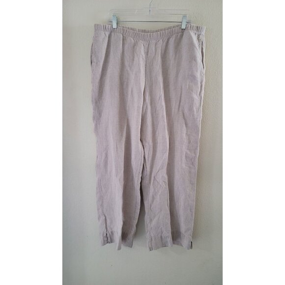 J. Jill Pants - J. Jill Cream Linen Pull on Pants Size Large Tall